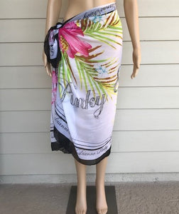 Black and White Floral Beach Wrap