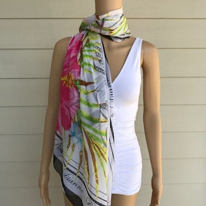 Black and White Floral Beach Wrap