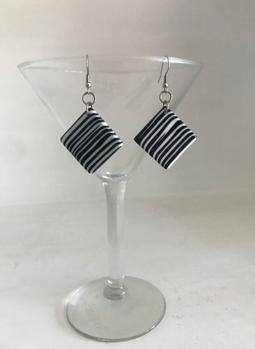 Jackie Brazil Black and White Striped Earrings