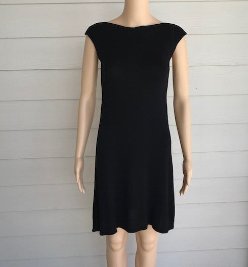 M. Rena  Black Boat Neck Sweater Dress