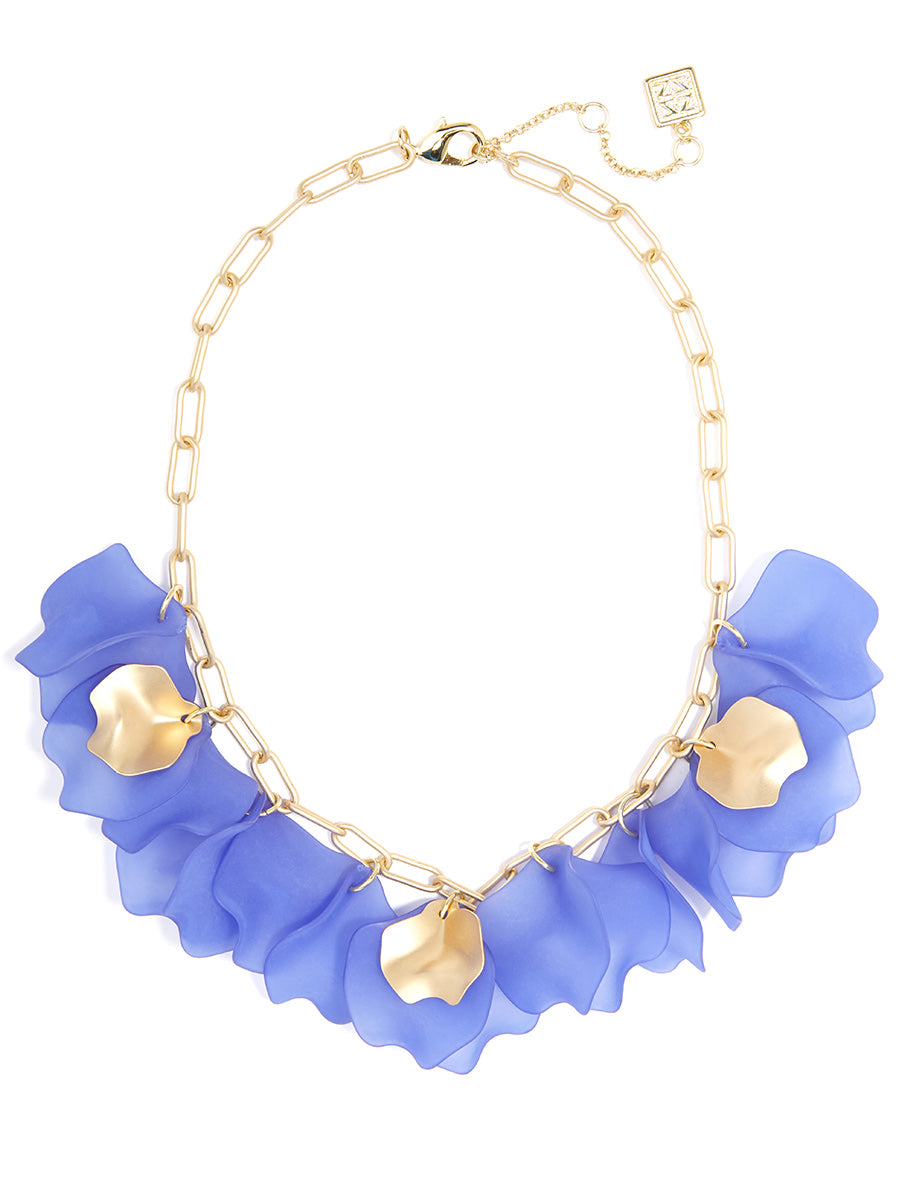 Cobalt Blue Layered Flower Petals Necklace