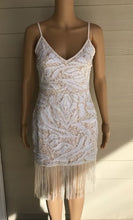 Load image into Gallery viewer, Ivory Sequin Fringe Dress