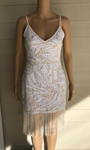 Ivory Sequin Fringe Dress