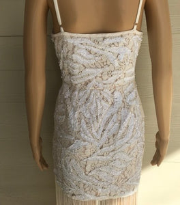 Ivory Sequin Fringe Dress