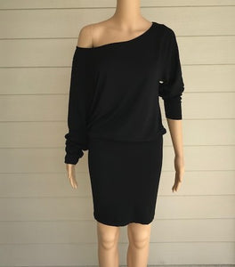 M. Rena Black Off Shoulder Dress