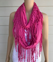 Load image into Gallery viewer, Pink Fringe Infinity Scarf