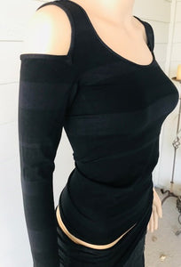Last Tango Black Cold Shoulder Top