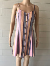 Load image into Gallery viewer, Multi Stripe Button Cami Dress