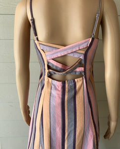 Multi Stripe Button Cami Dress
