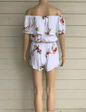 Load image into Gallery viewer, White, Flower Print Romper
