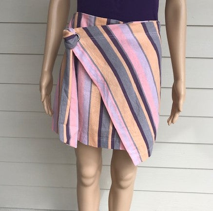 Multi Stripe Tie Front Skirt
