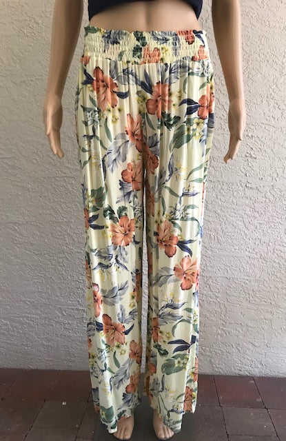 Yellow Flower Printed Pants by Look Mode